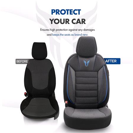 Premium Cotton Leather Car Seat Covers TORO SERIES   Black Blue For Hyundai TUCSON SUV Van 2015 2020