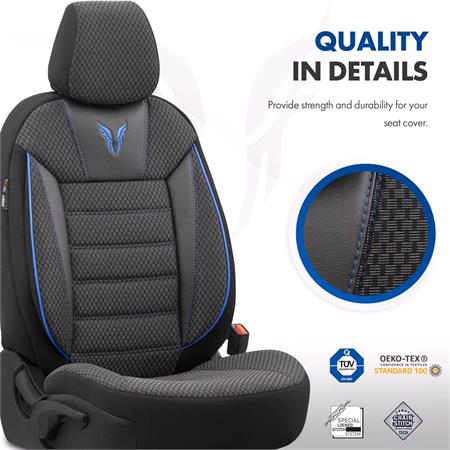 Premium Cotton Leather Car Seat Covers TORO SERIES   Black Blue For Vauxhall VX220 2000 2005