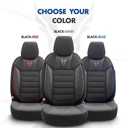 Premium Cotton Leather Car Seat Covers TORO SERIES   Black Blue For Dacia DOKKER Pickup 2018 Onwards