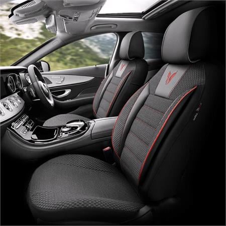 Premium Cotton Leather Car Seat Covers TORO SERIES   Black Red For Dodge JOURNEY 2008 Onwards