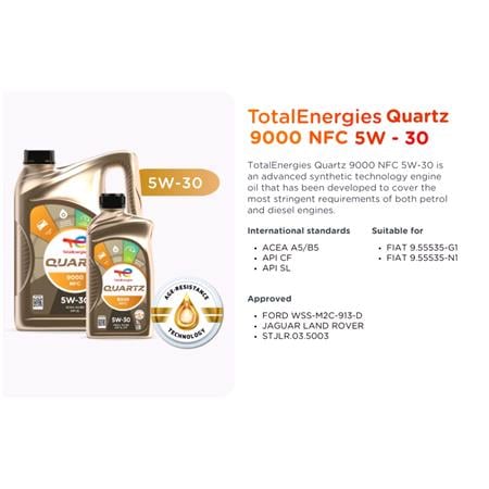 TOTAL Quartz 9000 NFC 5W30 A5/B5 Fully Synthetic Engine Oil   1 Litre