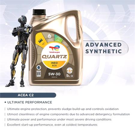 TOTAL Quartz Ineo ECS 5W 30 Fully Synthetic Engine Oil   5 Litre   AQUA16_TD