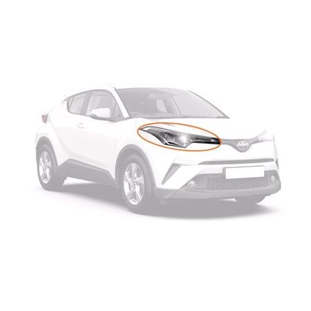 Right Headlight (Halogen, Takes HIR Bulb, With LED Daytime Running Light, Original Equipment) for Toyota CH R 2016 on