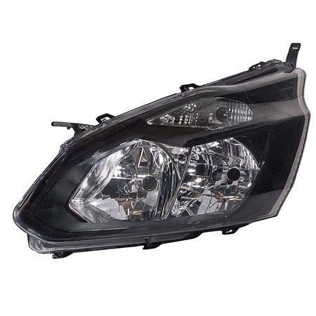 Left Headlamp (Halogen, Black Bezel, Reflector Type, Takes H7 / H15 Bulbs, Without Cornering Function, Orignal Equipment) for Ford TOURNEO CUSTOM Bus 2012 on