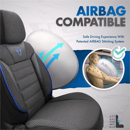 Premium Cotton Leather Car Seat Covers TORO SERIES   Black Blue