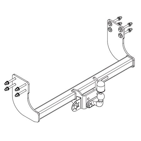 Steinhof Forged Towbar (fixed with 2 bolts) for Volkswagen CRAFTER Bus, 2016 Onwards (single wheels) (L3 3640mm) (L4 4490mm) (front wheel drive)