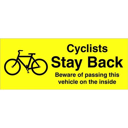 Castle Promotions Outdoor Grade Vinyl Sticker   Yellow   Cyclists Stay Back Beware