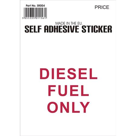 Castle Promotions Outdoor Grade Vinyl Sticker   Red   Diesel Fuel Only