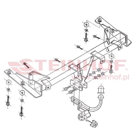 Steinhof Towbar (fixed with 2 bolts) for Volkswagen CADDY IV Box, 2015 Onwards