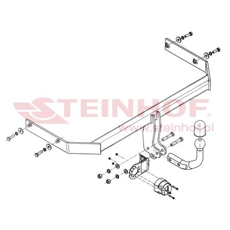 Steinhof Towbar (fixed with 2 bolts) for Volkswagen POLO, 2009 2017