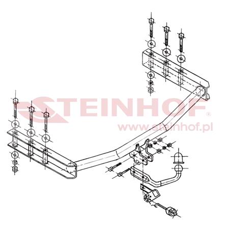 Steinhof Towbar (fixed with 2 bolts) for Volkswagen PASSAT Estate, 1997 2000