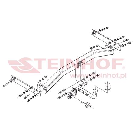 Steinhof Towbar (fixed with 2 bolts) for Volkswagen TIGUAN, 2007 2015