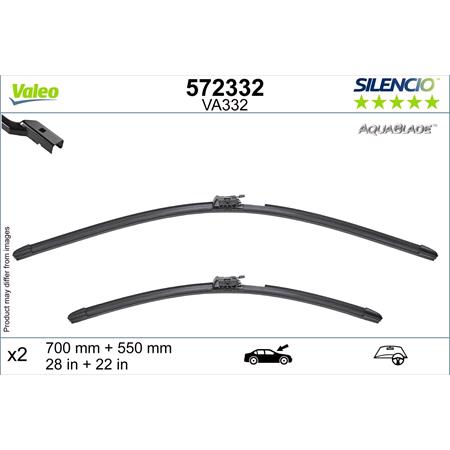 Valeo VA332 Silencio AquaBlade Heated Flat Wiper Blades Set (700/550mm) for BMW iX 2021 Onwards
