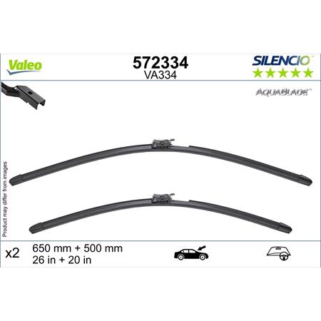 Valeo Silencio VA334 AquaBlade Unheated Wiper Blades Set (650/500mm) for Landrover Range Rover V 2021 Onwards