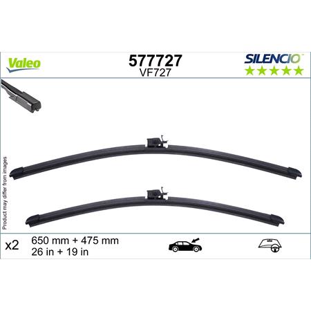 Valeo Silencio VF727 Flat Wiper Blades Set (650/475mm) for Mercedes GLA CLASS 2020 Onwards