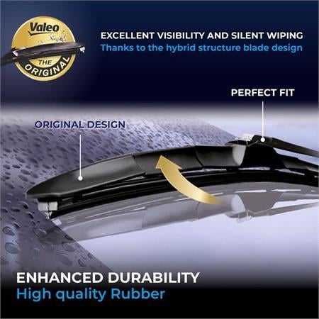 Valeo VH146 Silencio Hybrid Passenger Side Wiper Blade (450mm) for INSIGNIA Hatchback 2008 Onwards