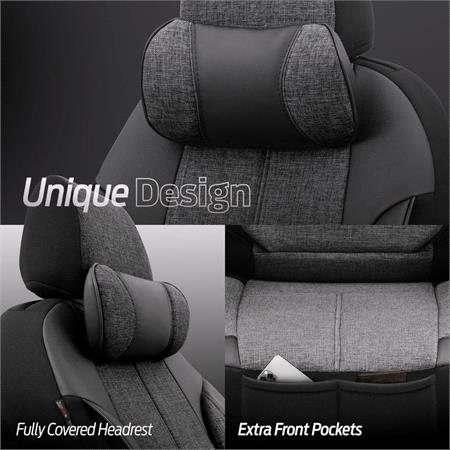 Premium VOYAGER GREY Linen Car Seat Covers With Neck Pillows    For Vauxhall ASTRA Mk III Estate 1991 1998