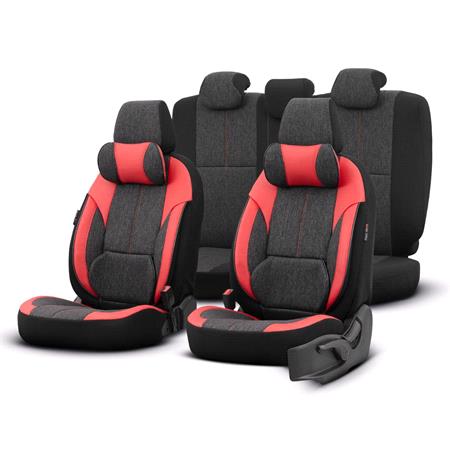 Premium Linen Car Seat Covers VOYAGER SERIES with 2 Neck Pillows   Red Black For Mercedes SLK 2011 Onwards