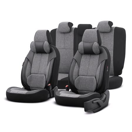 Premium Linen Car Seat Covers VOYAGER SERIES with 2 Neck Pillows   Smoked For Audi E TRON 2018 Onwards