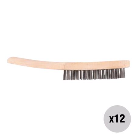 Abracs 4 Row Wooden Handle Wire Brush Display box of 12