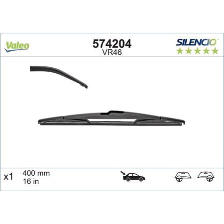Valeo VR46 Silencio Rear Wiper Blade (400mm) for Citroen DISPATCH Van 2007 to 2016