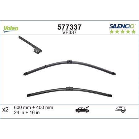 Valeo VF337 Silencio Flat Wiper Blades Set (600 / 400mm) for BMW 3 Series Convertible 2006 to 2009