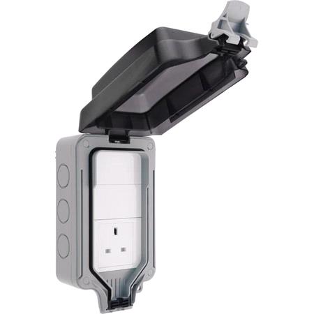 BG Nexus Storm IP66 Weatherproof Single Adjustable Position Unswitched 13A Power Socket with Large Enclosure