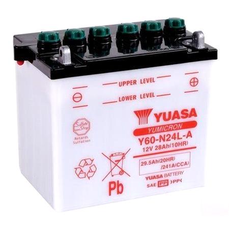 Yuasa Motorcycle Battery   YuMicron Y60 N24L A 12V Battery, Combi Pack, Contains 1 Battery and 1 Acid Pack