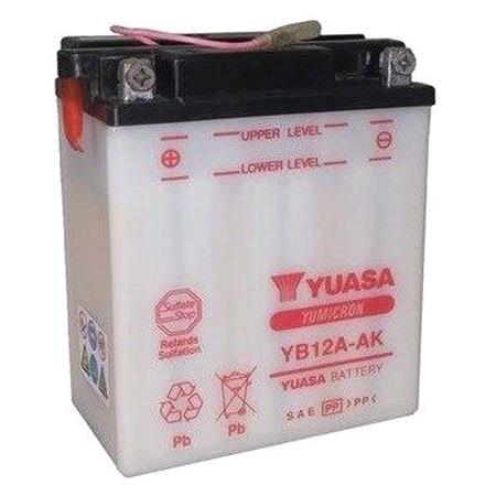 Yuasa Motorcycle Battery   YuMicron YB12A AK 12V Battery with Sensor, Dry Charged, Contains 1 Battery, Acid Not Included