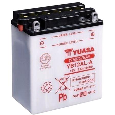 Yuasa Motorcycle Battery   YuMicron YB12AL A 12V Battery, Dry Charged, Contains 1 Battery, Acid Not Included