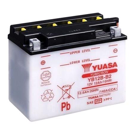 Yuasa Motorcycle Battery   YuMicron Motorcycle 12 Volt YB12B B2 Battery, Dry Charged, Contains 1 Bat