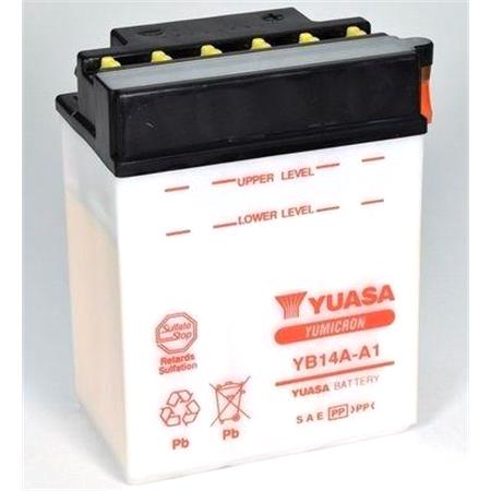 Yuasa Motorcycle Battery   YuMicron YB14A A1 12V Battery, Dry Charged, Contains 1 Battery, Acid Not Included