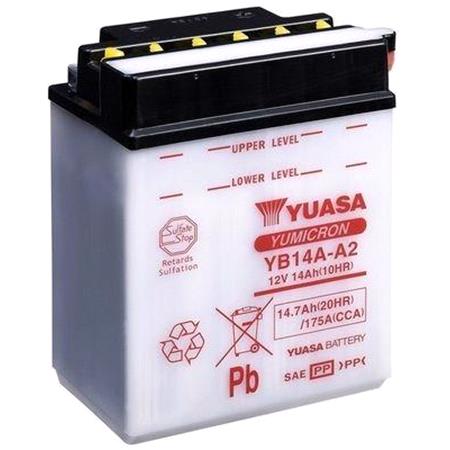 Yuasa Motorcycle Battery   YuMicron YB14A A2 12V Battery, Combi Pack, Contains 1 Battery and 1 Acid Pack