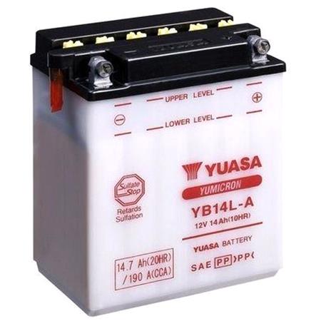 Yuasa Motorcycle Battery   YuMicron YB14L A 12V Battery, Dry Charged, Contains 1 Battery, Acid Not Included