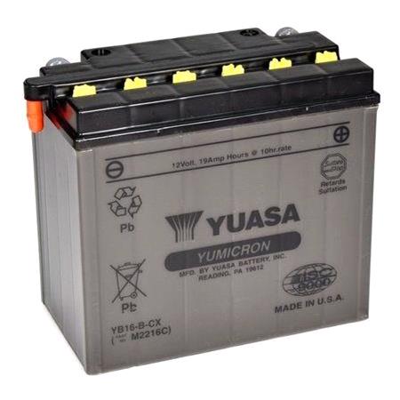 Yuasa Motorcycle Battery   YuMicron CX YB16 B CX 12V Battery, Dry Charged, Contains 1 Battery, Acid Not Included