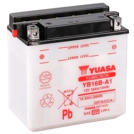Yuasa Motorcycle Battery   YuMicron YB16B A1 12V Battery, Combi Pack, Contains 1 Battery and 1 Acid Pack