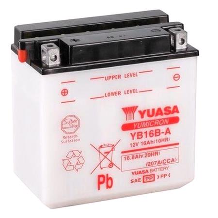 Yuasa Motorcycle Battery   YuMicron YB16B A 12V Battery, Dry Charged, Contains 1 Battery, Acid Not Included