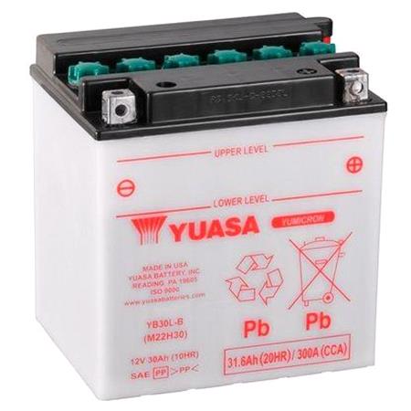 Yuasa Motorcycle Battery   YuMicron YB30L B 12V Battery, Dry Charged, Contains 1 Battery, Acid Not Included