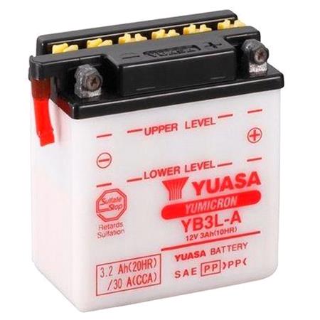 Yuasa Motorcycle Battery   YuMicron YB3L A 12V Battery, Dry Charged, Contains 1 Battery, Acid Not Included
