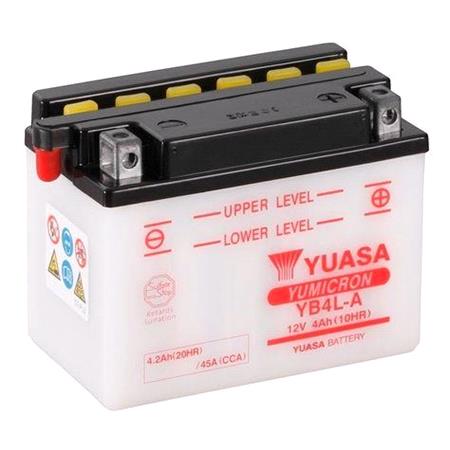 Yuasa Motorcycle Battery   YuMicron YB4L A 12V Battery, Dry Charged, Contains 1 Battery, Acid Not Included