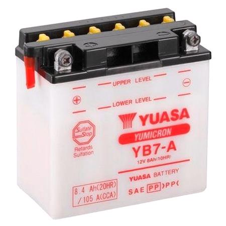 Yuasa Motorcycle Battery   YuMicron YB7 A 12V Battery, Combi Pack, Contains 1 Battery and 1 Acid Pack