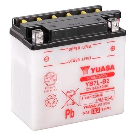 Yuasa Motorcycle Battery   YuMicron YB7L B2 12V Battery, Dry Charged, Contains 1 Battery, Acid Not Included