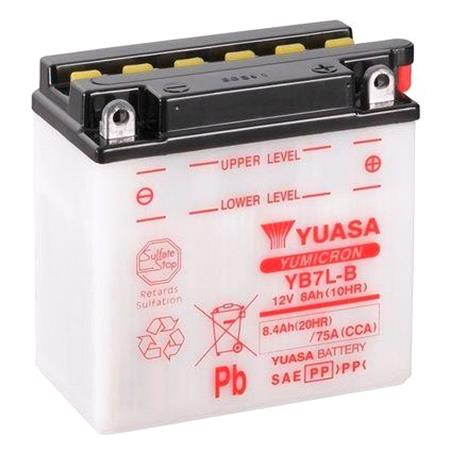 Yuasa Motorcycle Battery   YuMicron YB7L B 12V Battery, Combi Pack, Contains 1 Battery and 1 Acid Pack