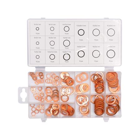 Copper Washers Assortment   Set of 150