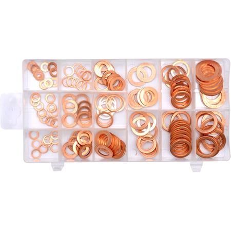 Copper Washers Assortment   Set of 150