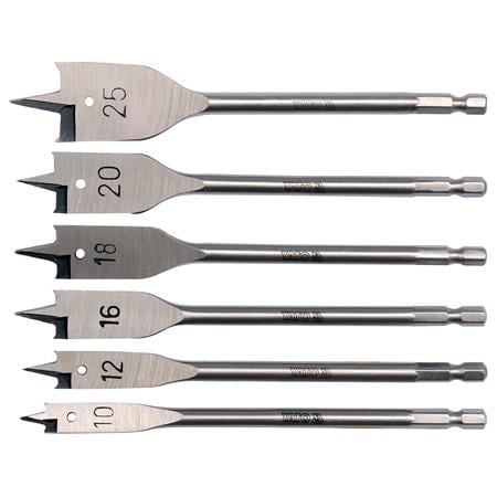 FLAT WOOD DRILL BIT SET 6PCS 10 25MM