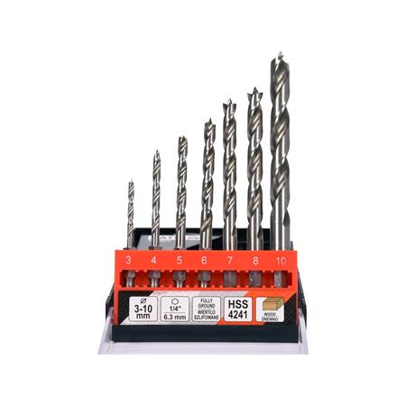 SPUR WOOD DRILL SET 3 10MM 7PCS HEX