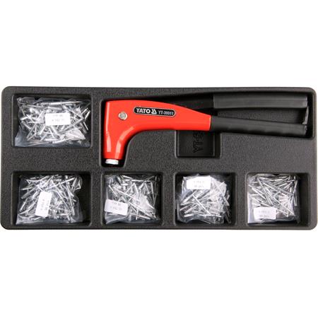 HAND RIVETER W. RIVETS, 6PCS SET