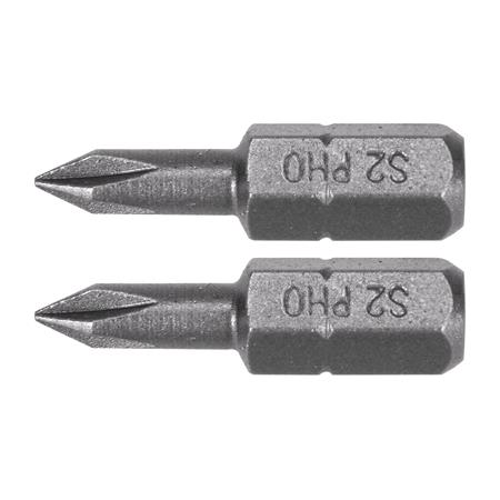 SCREWDRIVER BITS 1/4 25MM PH0 2 PCS