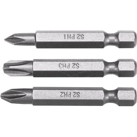 SCREWDRIVER BITS 1/4 50MM PH1 2 PH3 3PCS